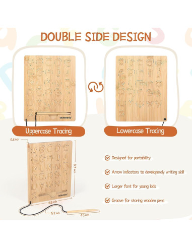 Tablero de Trazado de Letras de Madera Asweets 22.86x17.78cm