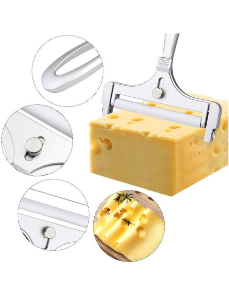 Cortador de Queso Ajustable Poualss de Acero Inoxidable 15x11.5cm Cortador de Queso Ajustable Poualss de Acero Inoxidable 15x11.5cm