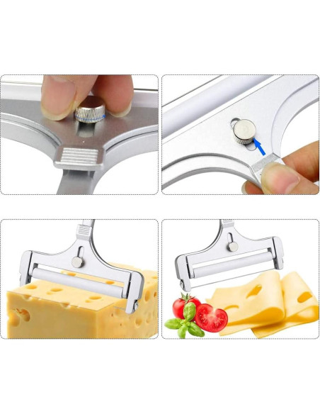 Cortador de Queso Ajustable Poualss de Acero Inoxidable 15x11.5cm Cortador de Queso Ajustable Poualss de Acero Inoxidable 15x11.5cm