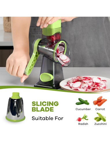 Rallador de Queso Rotatorio XinM con 3 Cuchillas Intercambiables