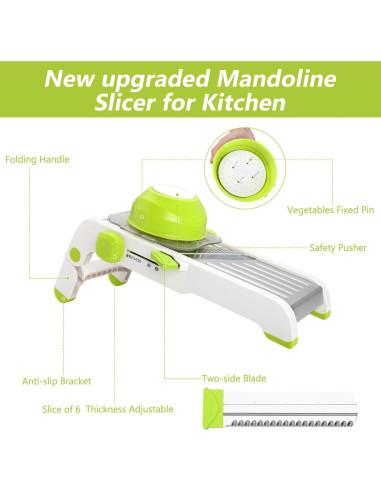 Cortador de Mandolina Foyucool Ajustable Acero Inoxidable Verde