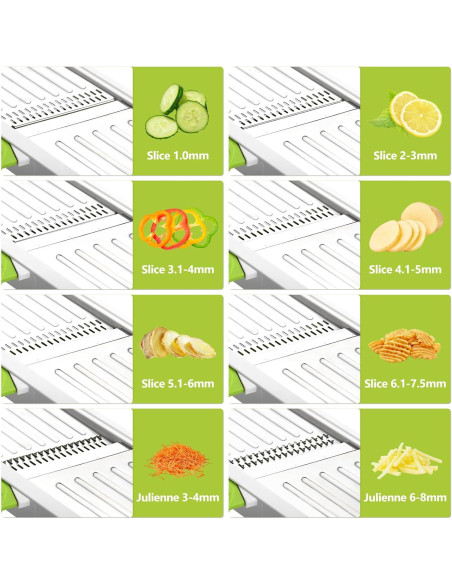 Cortador de Mandolina Foyucool Ajustable Acero Inoxidable Verde Cortador de Mandolina Foyucool Ajustable Acero Inoxidable Verde