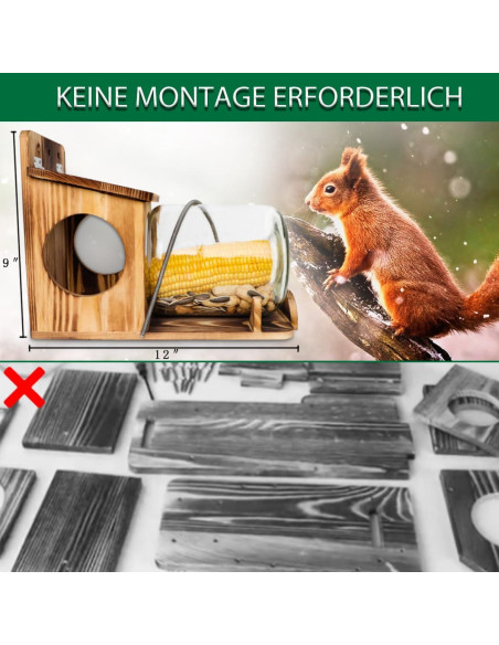 Comedero para Ardillas PFNRTH de Madera Natural 3.79L