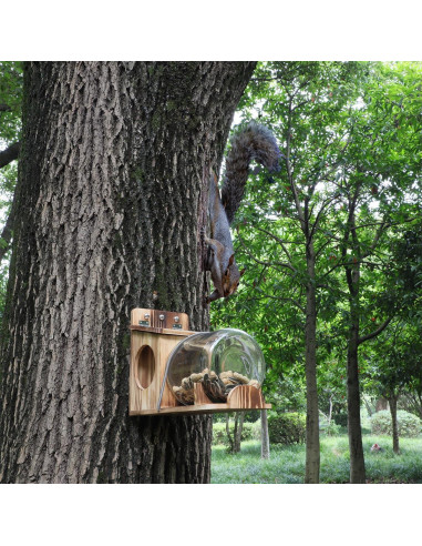 Comedero para Ardillas PFNRTH de Madera Natural 3.79L