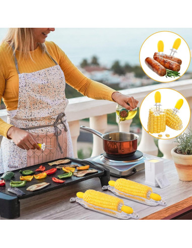 Juego de Utensilios para Maíz Sliner 38 Pcs - 12 Bandejas y 24 Sujetadores