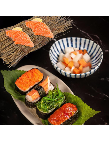 Kisangel 6 Piezas Plato Decorativo de Sushi de Bambú 28x12 cm Kisangel 6 Piezas Plato Decorativo de Sushi de Bambú 28x12 cm