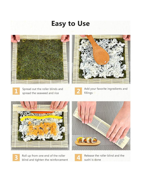 Estera de Bambú para Sushi JIALEEY - Set de 4 Piezas 24.1 cm Estera de Bambú para Sushi JIALEEY - Set de 4 Piezas 24.1 cm