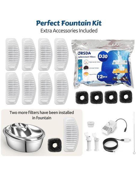 Fuente de Agua para Gatos ORSDA 2L Acero Inoxidable Automática Fuente de Agua para Gatos ORSDA 2L Acero Inoxidable Automática