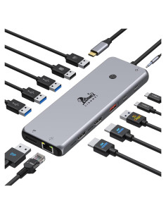 Hub USB C 13 en 1 LIONWEI Doble Monitor 4K Ethernet