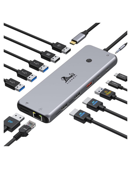 Hub USB C 13 en 1 LIONWEI Doble Monitor 4K Ethernet Hub USB C 13 en 1 LIONWEI Doble Monitor 4K Ethernet