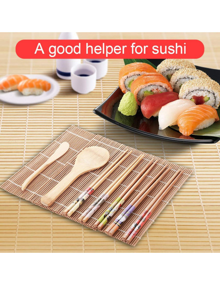 Kit de Sushi Nikou - 8 Piezas de Bambú, Incluye Esteras y Palillos Kit de Sushi Nikou - 8 Piezas de Bambú, Incluye Esteras y Palillos
