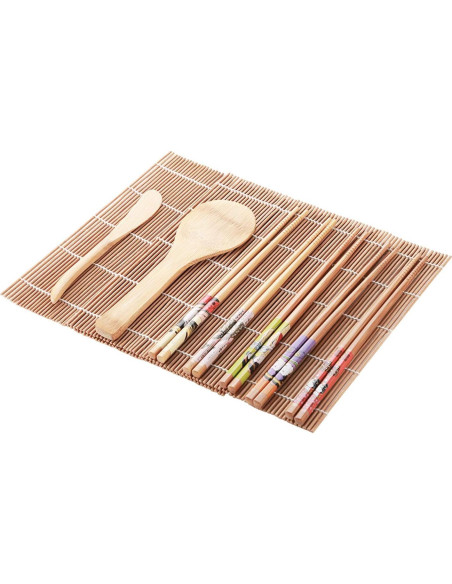 Kit de Sushi Nikou - 8 Piezas de Bambú, Incluye Esteras y Palillos Kit de Sushi Nikou - 8 Piezas de Bambú, Incluye Esteras y Palillos