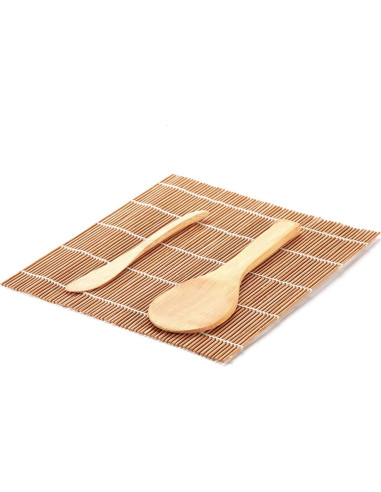 Kit de Sushi Nikou - 8 Piezas de Bambú, Incluye Esteras y Palillos