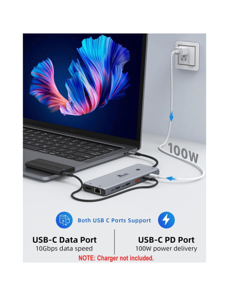 Hub USB C 13 en 1 LIONWEI Doble Monitor 4K Ethernet Hub USB C 13 en 1 LIONWEI Doble Monitor 4K Ethernet