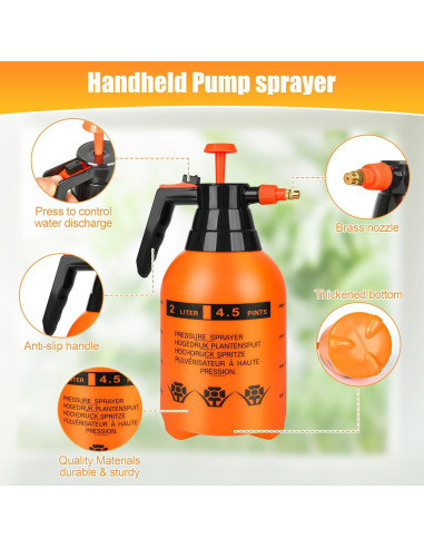 3 Pulverizadores de Mano TREEHAC 2L Naranja Ajustable