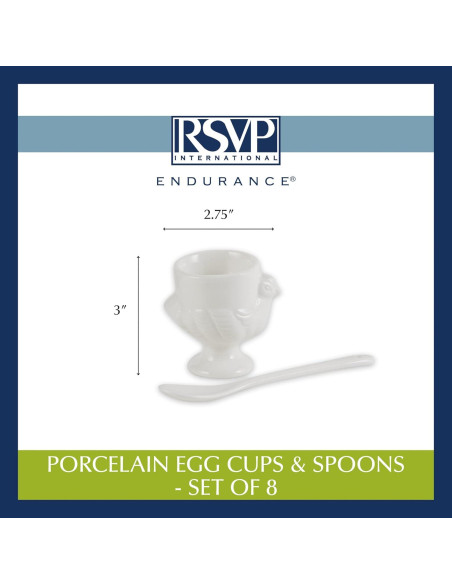 Juego de Taza y Cuchara para Huevo RSVP Internacional, 8 Piezas Juego de Taza y Cuchara para Huevo RSVP Internacional, 8 Piezas