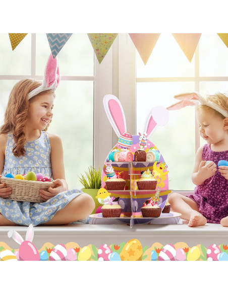 Soporte para Cupcakes de Pascua 3 Niveles Tanlade con 24 Toppers Soporte para Cupcakes de Pascua 3 Niveles Tanlade con 24 Toppers
