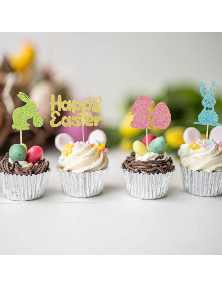 Topper de Pastel de Conejo de Pascua Gyufise - 24 Piezas Topper de Pastel de Conejo de Pascua Gyufise - 24 Piezas
