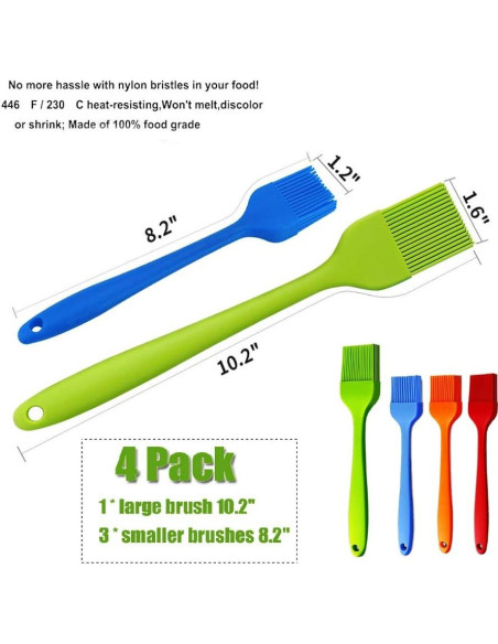 Brochas de Silicona para Basting iPstyle 4 Piezas Apta Lavavajillas Brochas de Silicona para Basting iPstyle 4 Piezas Apta Lavavajillas