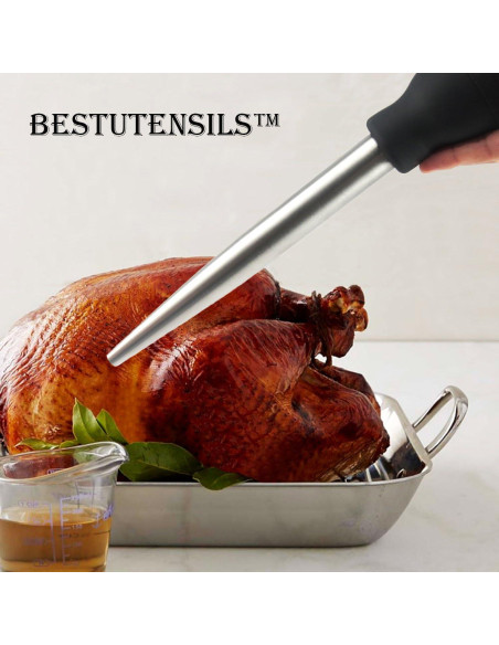 Baster de Pavo KAYCROWN Acero Inoxidable con Agujas y Cepillo Baster de Pavo KAYCROWN Acero Inoxidable con Agujas y Cepillo