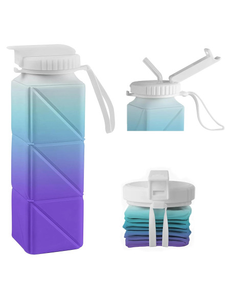 Botella de Agua Plegable QABIRK 620ml Silicona A Prueba de Fugas Botella de Agua Plegable QABIRK 620ml Silicona A Prueba de Fugas