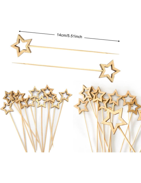 Palillos de cóctel Jiooil Bear 14 cm, 50 unidades doradas Palillos de cóctel Jiooil Bear 14 cm, 50 unidades doradas