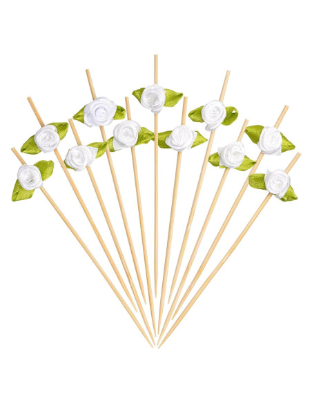 Palillos de Cóctel de Bambú Minisland 11.9 cm Rosa Blanca 100 Pzas Palillos de Cóctel de Bambú Minisland 11.9 cm Rosa Blanca 100 Pzas