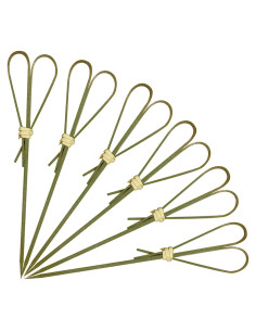 100 Palillos de Cóctel de Bambú Corazón HXYCNNA 12 cm Cian