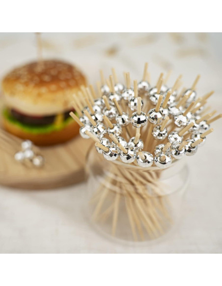 200 Palillos de Cóctel Decorativos DecorWoo 11.94 cm Plateados 200 Palillos de Cóctel Decorativos DecorWoo 11.94 cm Plateados
