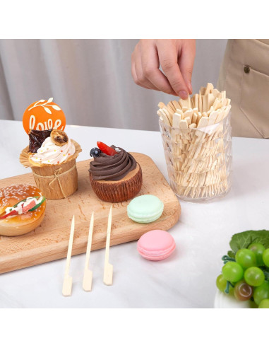 HAKSEN 400PCS Pinchos Naturales de Madera 11.94 cm para Aperitivos