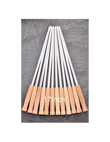 Set de 12 Pinchos de BBQ planos HONSHEN 43.18 cm acero inoxidable