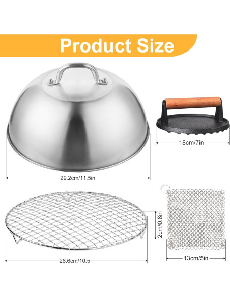 Accesorios para Plancha iRabey 4 Piezas - Dome 29.21 cm, Prensa 17.78 cm Accesorios para Plancha iRabey 4 Piezas - Dome 29.21 cm, Prensa 17.78 cm