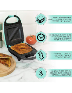Fabricante de Sándwiches Nostalgia MyMini Verde Menta 1200W 2