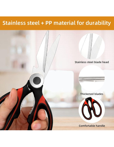 Juego de Tijeras de Cocina YEVEETTE 2 Piezas Acero Inoxidable