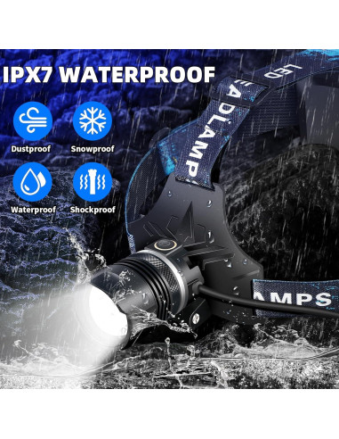 Linterna Frontal LED Dszuu T60 990000 Lúmenes IPX7 5 Modos