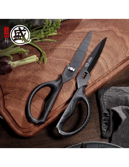 Tijeras de Cocina MITSUMOTO SAKARI, Acero Inoxidable, Titanio Negro Tijeras de Cocina MITSUMOTO SAKARI, Acero Inoxidable, Titanio Negro