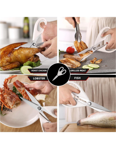 Tijeras de Cocina SinYe Blancas con Funda Protectora 10cm Tijeras de Cocina SinYe Blancas con Funda Protectora 10cm