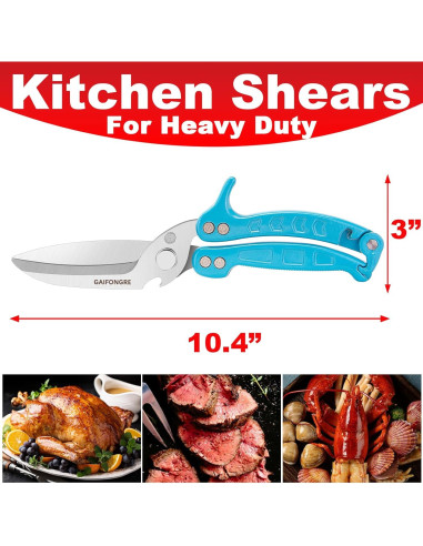 Tijeras de Cocina Multiusos GAIFONGRE Acero Inoxidable Azul