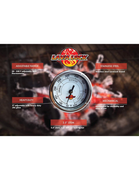 Termómetro de Barbacoa Ajustable LavaLock LL-TH3ADJ 10-288C Termómetro de Barbacoa Ajustable LavaLock LL-TH3ADJ 10-288C