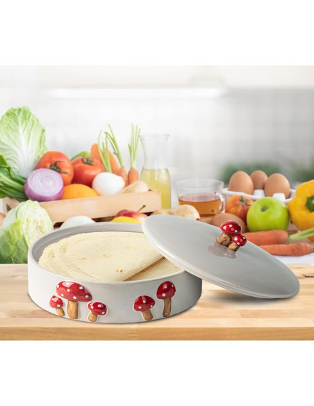 Calentador de Tortillas DGU Cerámica Hongo 20.32 cm Blanco Calentador de Tortillas DGU Cerámica Hongo 20.32 cm Blanco
