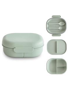 Lonchera Bento Mushie Sage 3 Compartimentos 500ml BPA Free