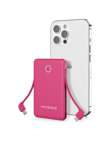 Cargador Portátil MIISSO 6000mAh Rojo Ciruela con Cables