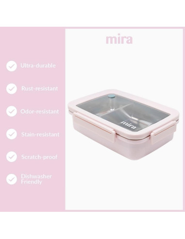 Contenedor de Almuerzo MIRA Bento Acero Inoxidable 0.85L Rosa