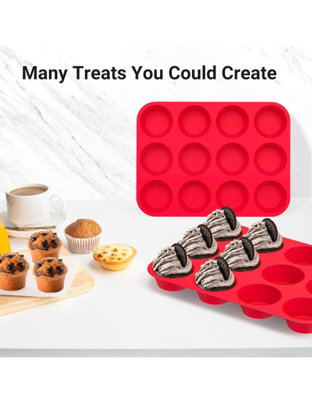 Molde de Silicona para Muffins Redfly - 2 Piezas 12 Tazas Molde de Silicona para Muffins Redfly - 2 Piezas 12 Tazas