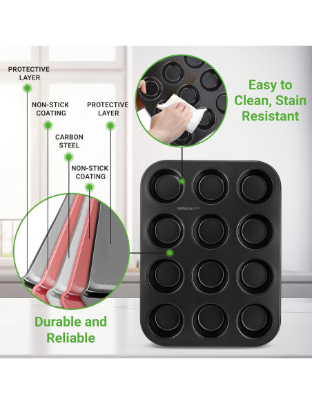 Moldes para Muffin NutriChef 2 Piezas 12 Tazas Antiadherentes Moldes para Muffin NutriChef 2 Piezas 12 Tazas Antiadherentes