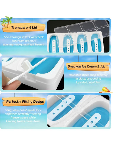 Moldes de Paletas Apilables Alinana - 2 Piezas Sin BPA