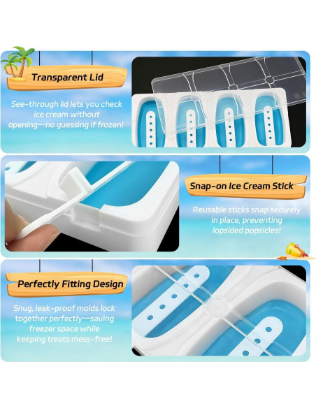 Moldes de Paletas Apilables Alinana - 2 Piezas Sin BPA Moldes de Paletas Apilables Alinana - 2 Piezas Sin BPA