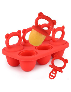 Moldes de Paletas para Bebés WMKGG de Silicona Roja - Alivio Dentición