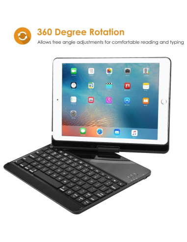 ProCase Funda con Teclado Inalámbrico para iPad 9.7 - Negro