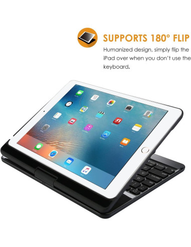 ProCase Funda con Teclado Inalámbrico para iPad 9.7 - Negro
